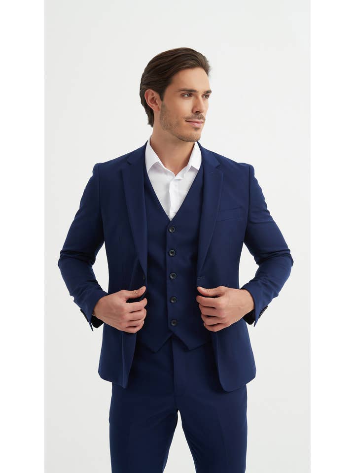 Yves Enzo - Wholesale Suit Set - Men's - 3 pieces suit - Navy blue