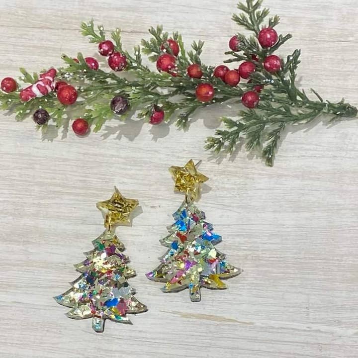 Maggie G - Wholesale Dangle earrings - Christmas Tree Acrylic Earrings1