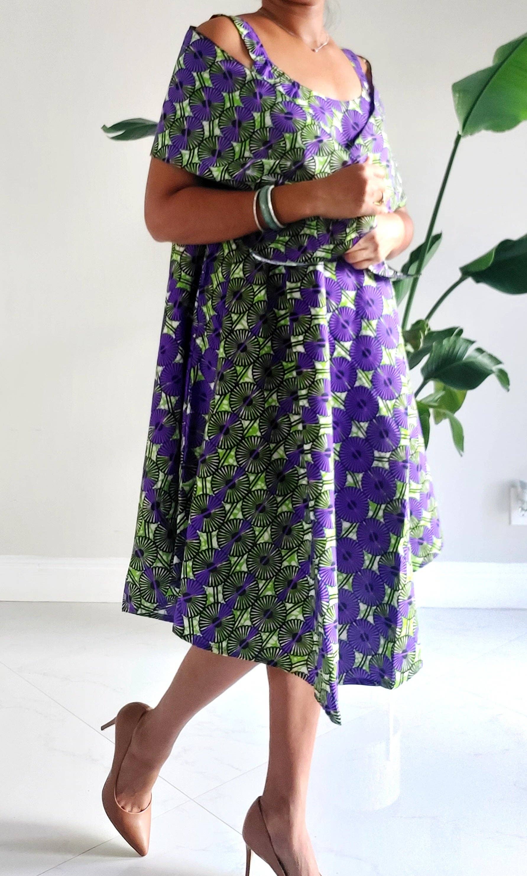 India Batik - Wholesale Dress - Women's - Sun Dress/ Mid Length/ Spagetti Straps/With Scarf1