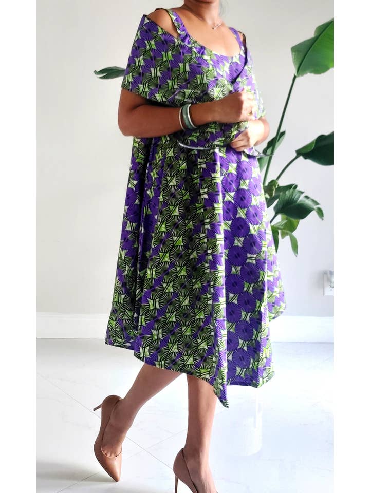 India Batik - Wholesale Dress - Women's - Sun Dress/ Mid Length/ Spagetti Straps/With Scarf1