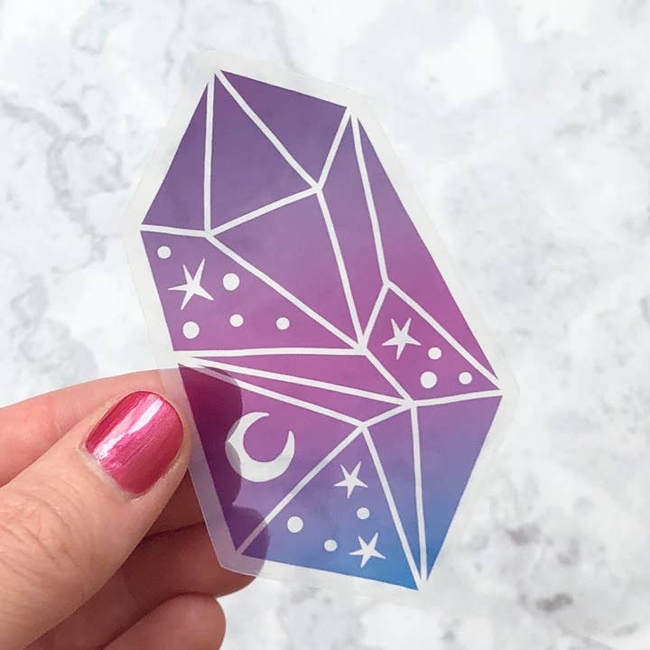 Sticker vinyle cristal céleste, autocollant violet clair pour la vente par Anita Ivancenko