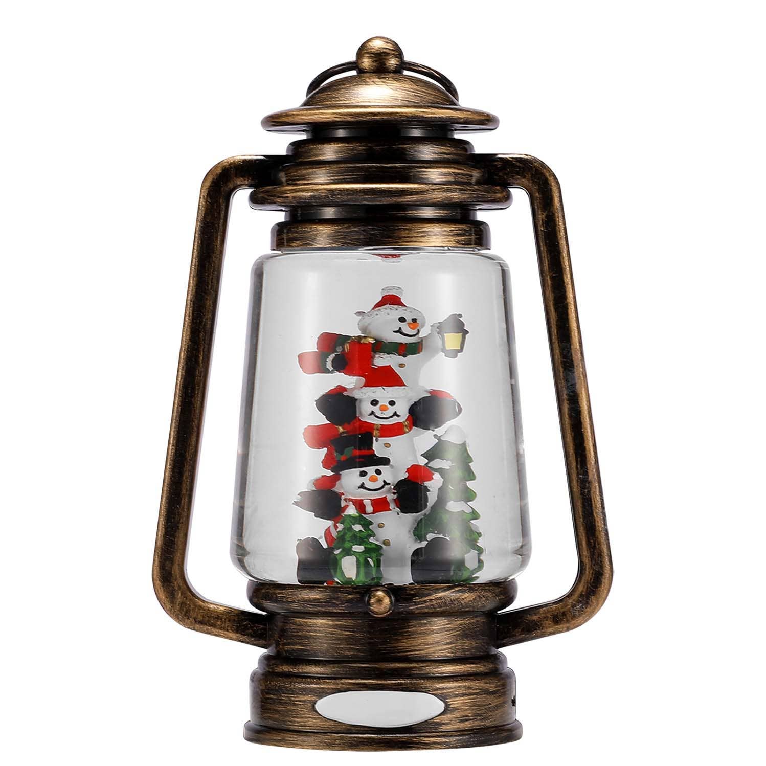 Second Nature by Hand - Wholesale Ornament - Snowmen in Lantern Shaped Snow Globe with Handles Ornament2