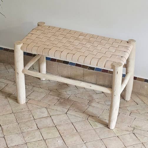 Handcrafted Moroccan Leather Bench – Artisan-Made for wholesale by HandmadeBestSeller