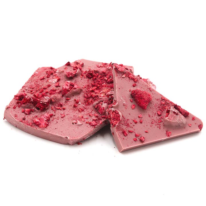 The Belgian Chocolate Makers – wholesale Chokladkaka – Brutna stänger rubin choklad (hallon) 200 Grs
