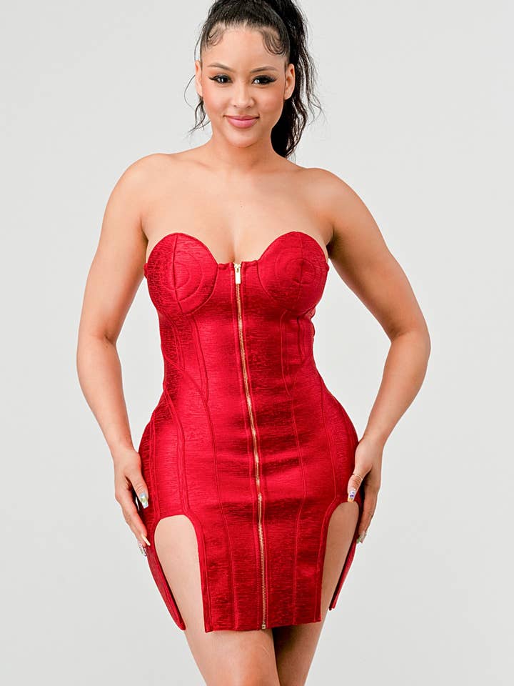 METALLIC MINI BANDAGE DRESS for wholesale by Athina Collection