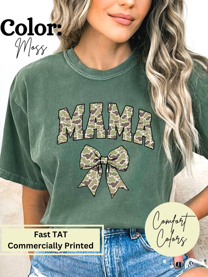 MVP Tee Shop Wholesale - Wholesale T-Shirt (Graphic) - Women's - Mama Camo Bow Comfort Colors Tee