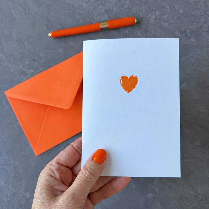 Orange Love Heart Greeting Card, Notecard, Blank Card for wholesale by Tall Order