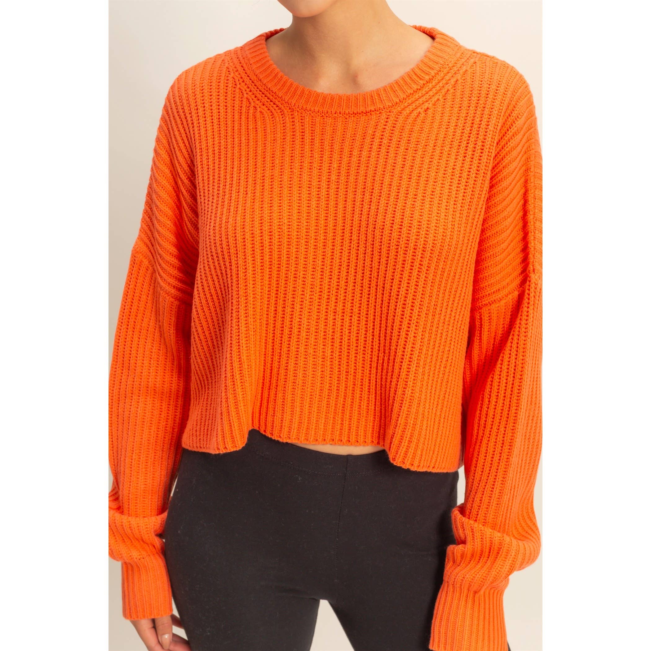 Double Zero - Wholesale Knit Sweater - Women's - Cropped Knit Sweater With Crew Neck24