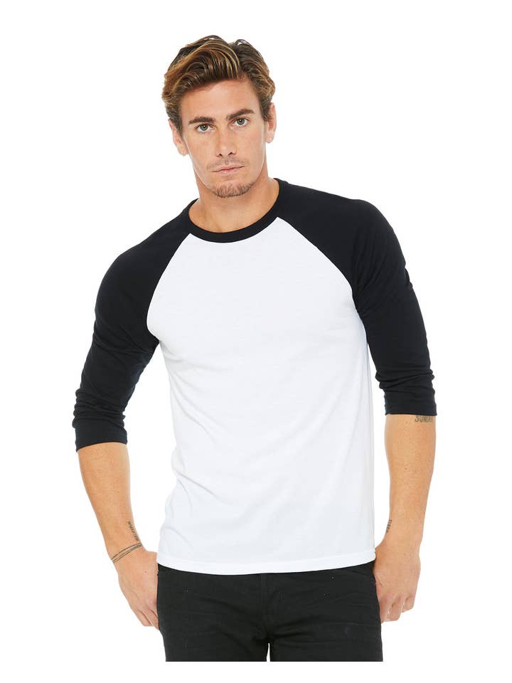 Total Apparel - Wholesale T-Shirt - Men's - Bella + Canvas 3200 - Unisex 3/4-Sleeve Baseball T-Shirt26