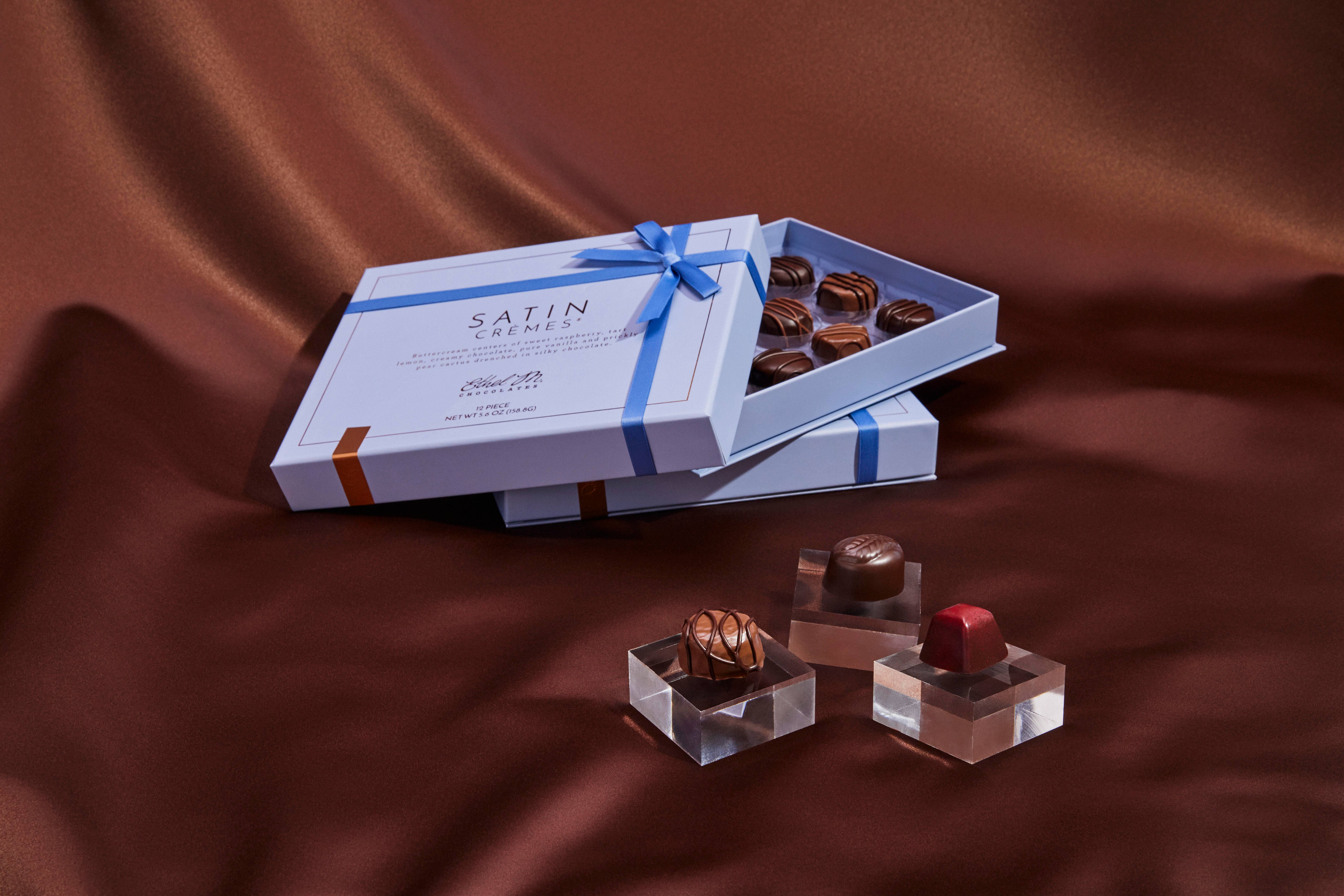 Ethel M Chocolates - Wholesale Chocolate Box - PREMIUM 12-PIECE SATIN CRÈMES COLLECTION, ASSORTMENT1