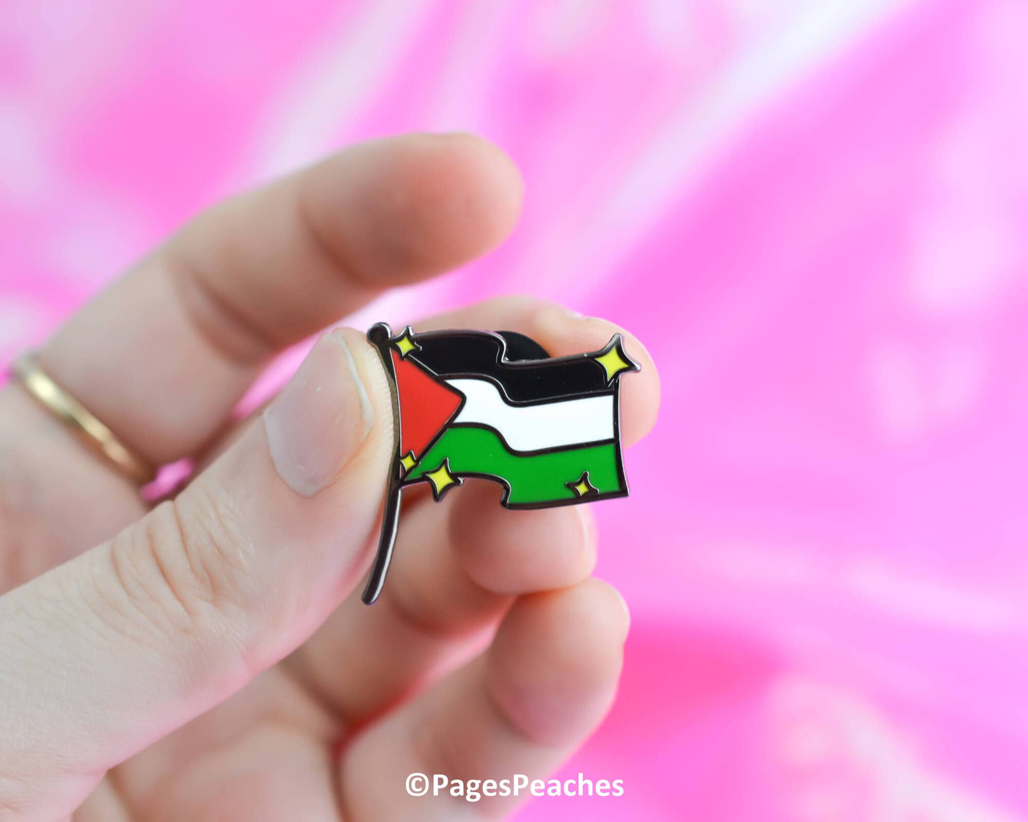Page's Peaches - Wholesale Lapel Pin/Button - Palestine Flag Hard Enamel Activism Pin2