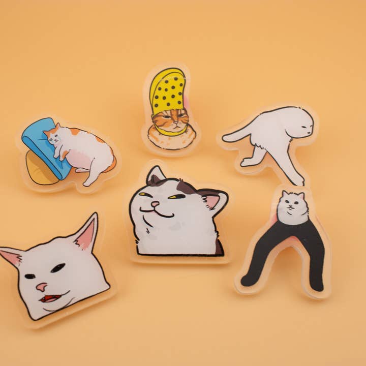 Mintimeli - Wholesale Lapel Pin/Button - Cat Meme Pin Blind Bag (Series 1 & 2) - Mystery Chance Acrylic Pin Cute Funny Animal Humorous Internet Gift