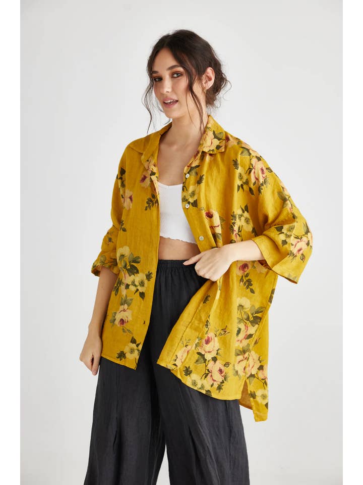 Miss Rose Sister Violet - Venta al por mayor Camisa con botones - Mujer - MUJERES - Camisa FLORAL de Lino Teddy20