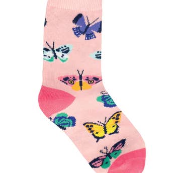 Kids' Cotton Crew Socks 6 Pack - Butterfly Migration for wholesale by Socksmith Design