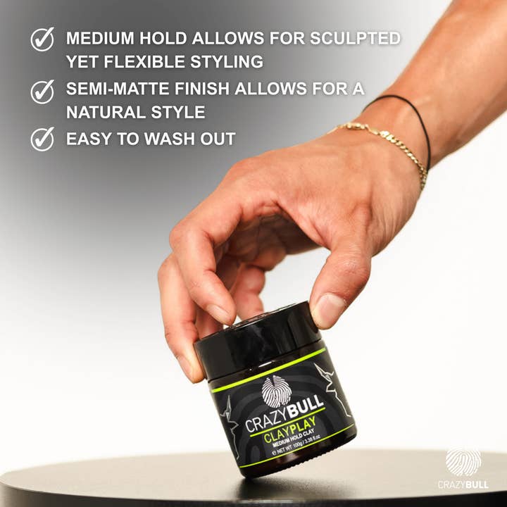 CRAZY BULL HAIR PRODUCTS - Vente Gel/mousse de coiffage - Crazy Bull Argile Coiffante Tenue Moyenne 6 Pack4