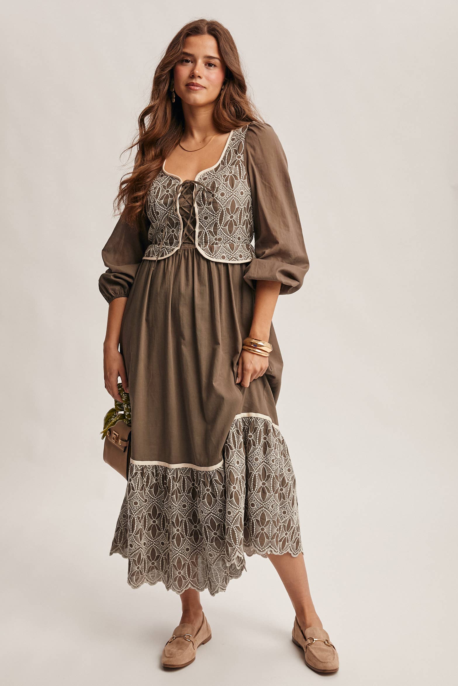 Forte - Wholesale Dress - Women's - Embroidered Bodice Maxi Dress FD002014