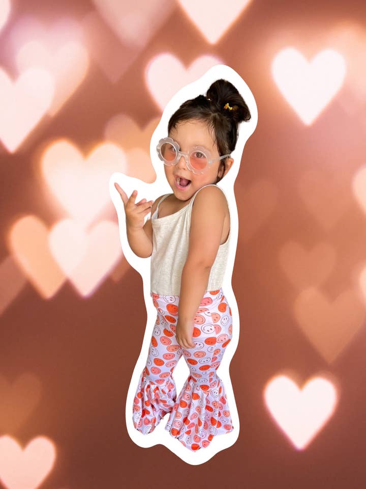 Char and Chlo - Wholesale Pants - Baby - Smiley Face Girls Bell Bottom Flare Pants