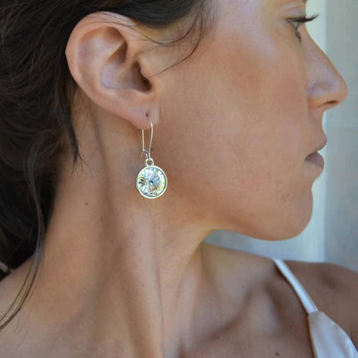 Sela+Sage - Vente Boucles d'oreilles pendantes - Boucles d'oreilles flottantes en cristal3
