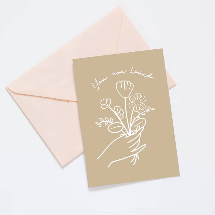 “You Are Loved” Hand Drawn Flower Bouquet Greeting Card for wholesale by Jessitrak