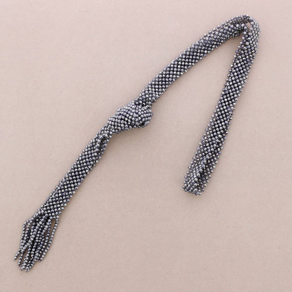 Sonata - Wholesale Beaded/Pearl Necklace - Faceted Crystal Tie Long Necklace0