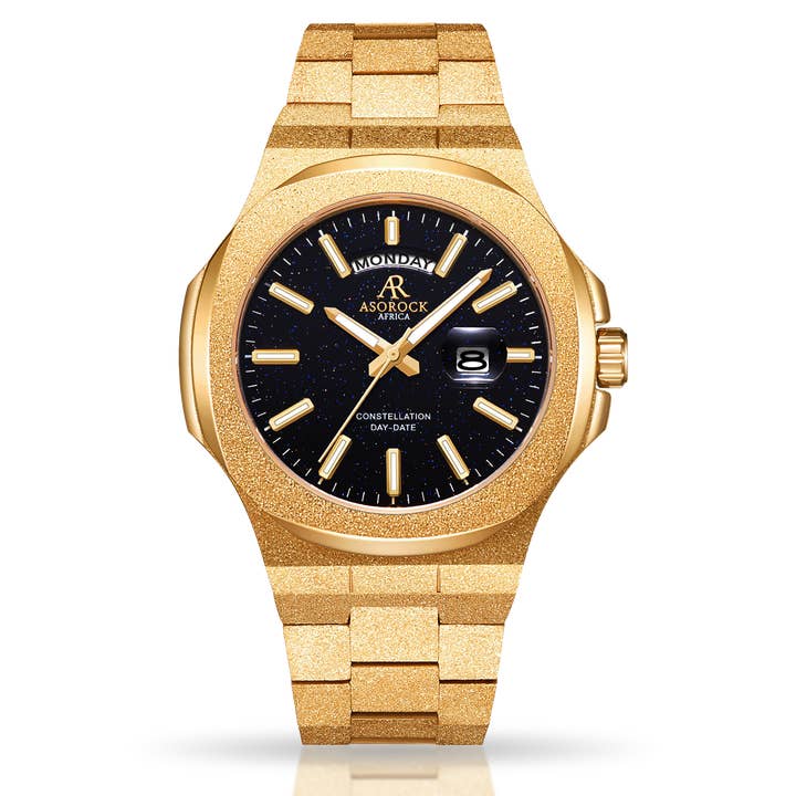 Gold/Black Frosted Stardust Constellation Day Date watch for wholesale by ASOROCK WATCHES ™