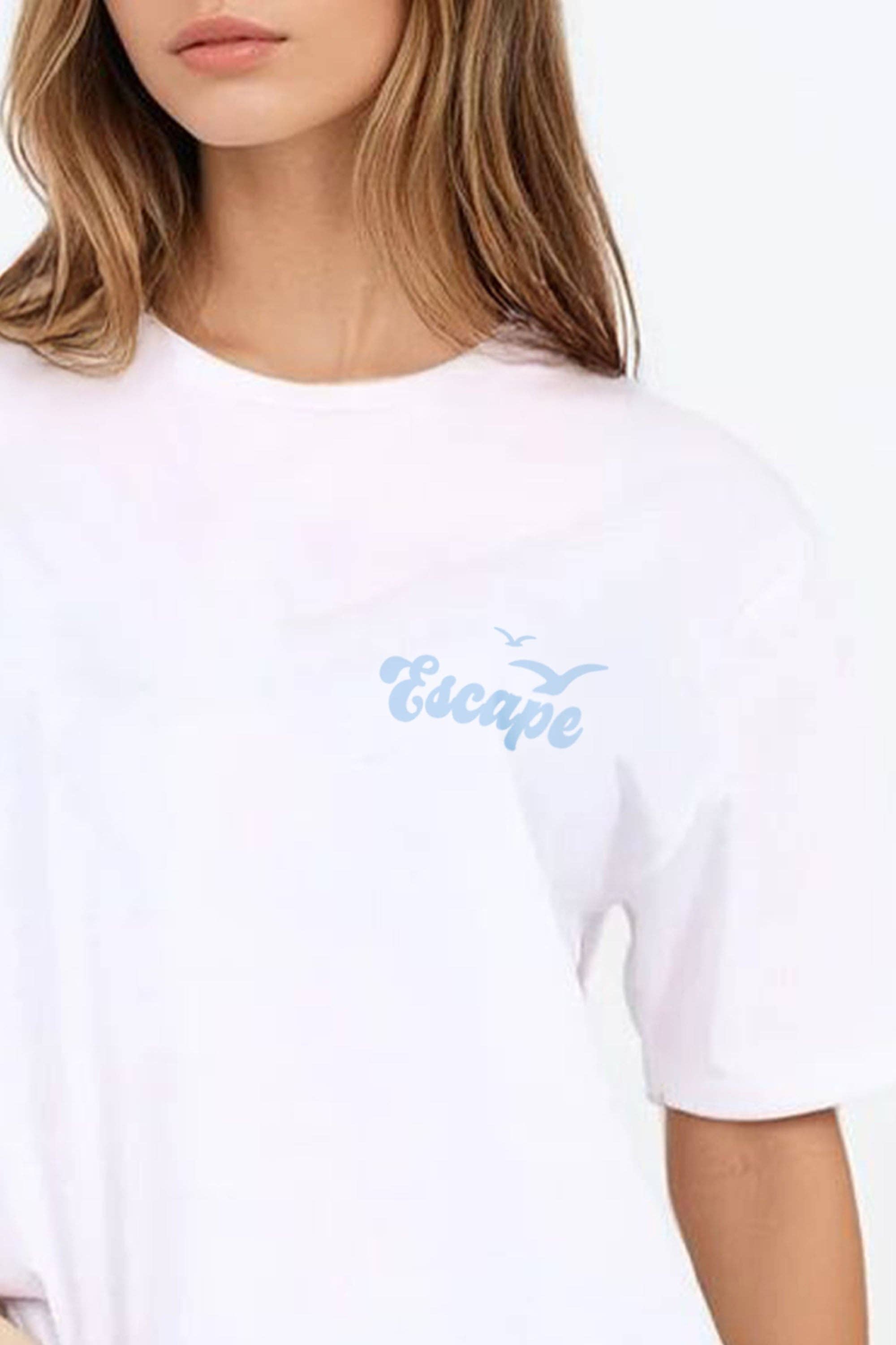 Blanco Camiseta de mujer de corte regular con estampado Côte D’Azure de venta al por mayor en Faire1