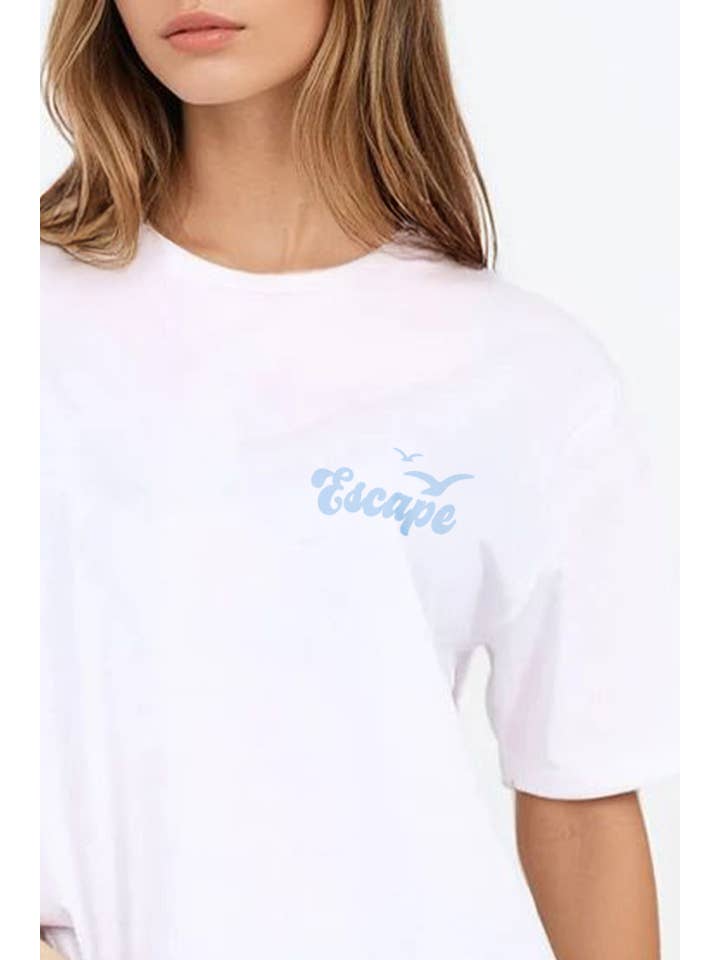 Blanco Camiseta de mujer de corte regular con estampado Côte D’Azure de venta al por mayor en Faire1