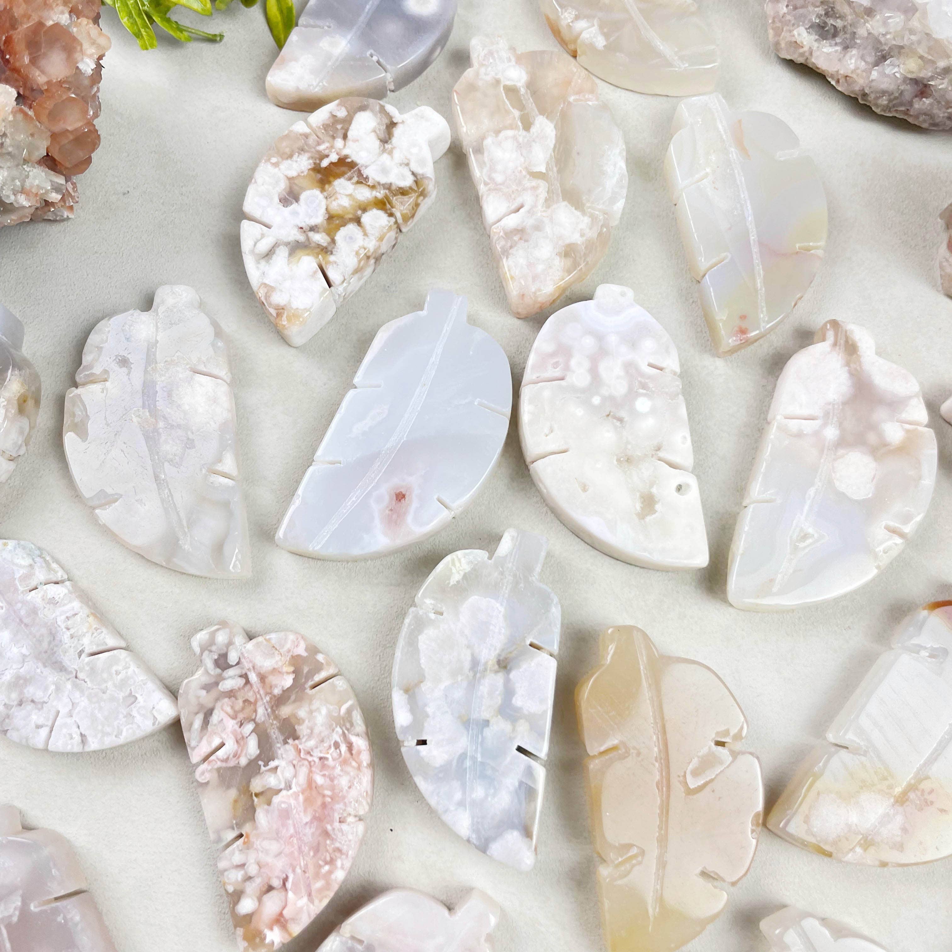 Ewelina Pas Jewelry - Wholesale Spiritual Stone/Crystal - Flower Agate Leaf Carving5