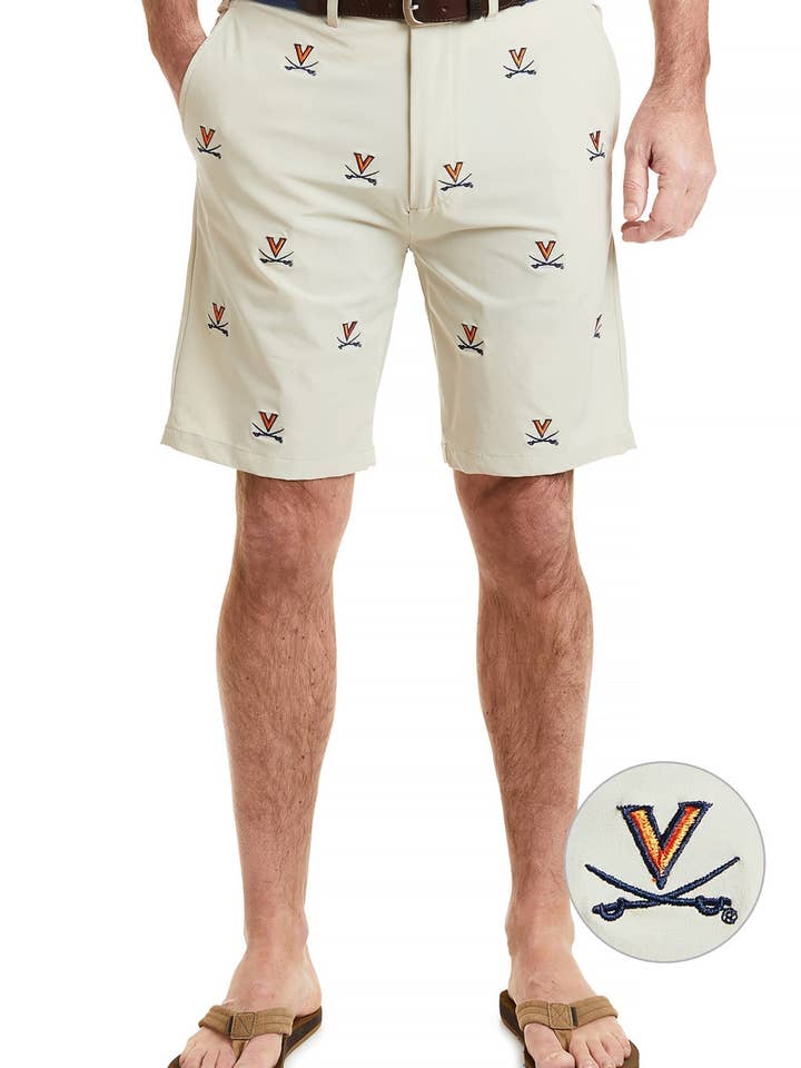 Collegiate ACKformance Short Khaki with UVA for wholesale by Castaway Clothing Nantucket Island
