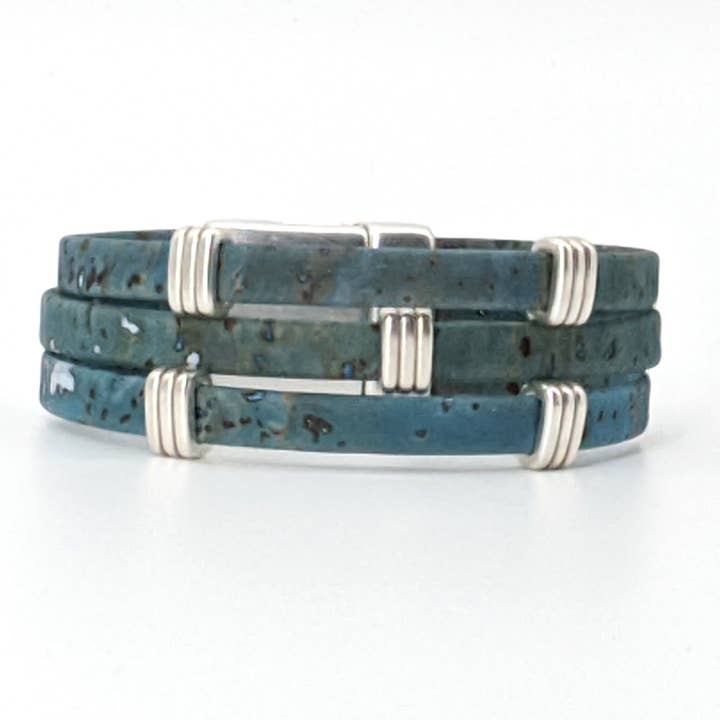 Trio Cork Bracelet - Seafoam for wholesale by Elisabetta Studio
