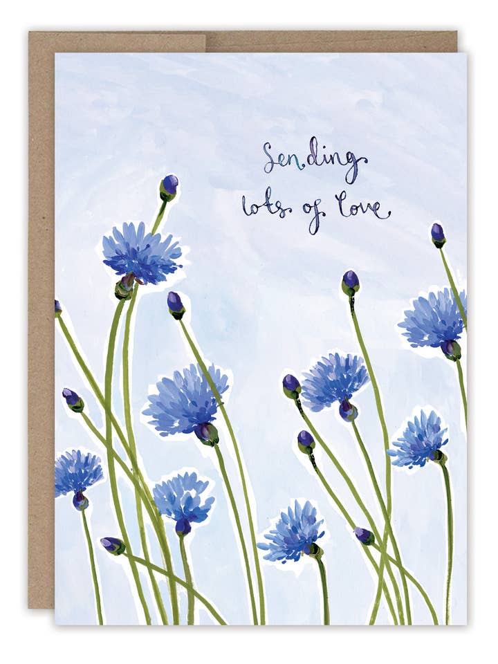 Cornflowers Sending Love Sympathy Card for wholesale by Biely & Shoaf