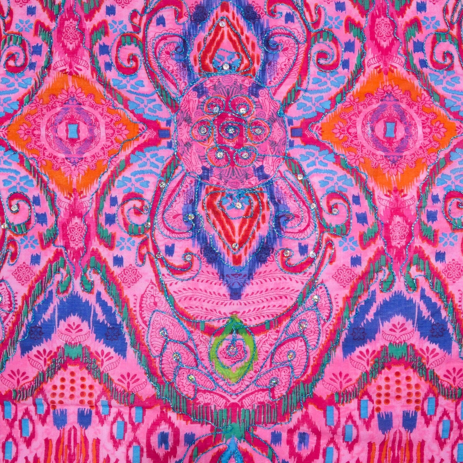 Dalfiya - Vente Cache-maillot – femme - Paréo rose brodé style bohème pour la plage2