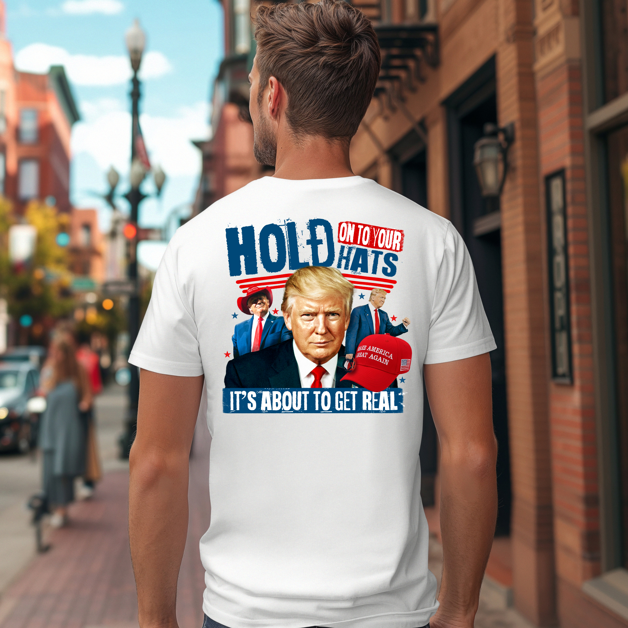 ZZ Threadz - Wholesale Screen Printed T-Shirt - Men's - Hold Onto Your Hats Political Graphic Tee0