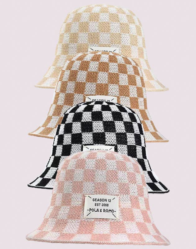 Mark Ashton Wholesale - Vente Bob – femme - Chapeau seau crocheté à carreaux des années 905