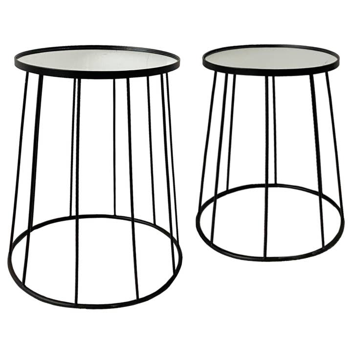 Assorted 2PC Glass & Metal Mirror Top Side Tables for wholesale by Continental Art Center