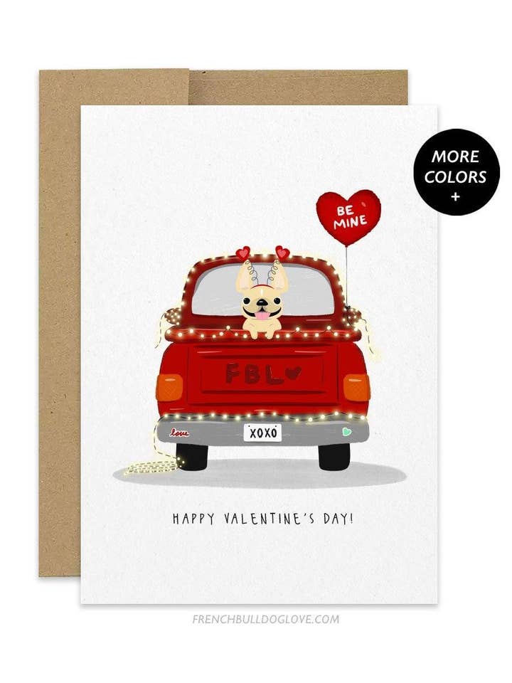 Love Truck - Single Frenchie - French Bulldog Greeting Card for wholesale by French Bulldog Love