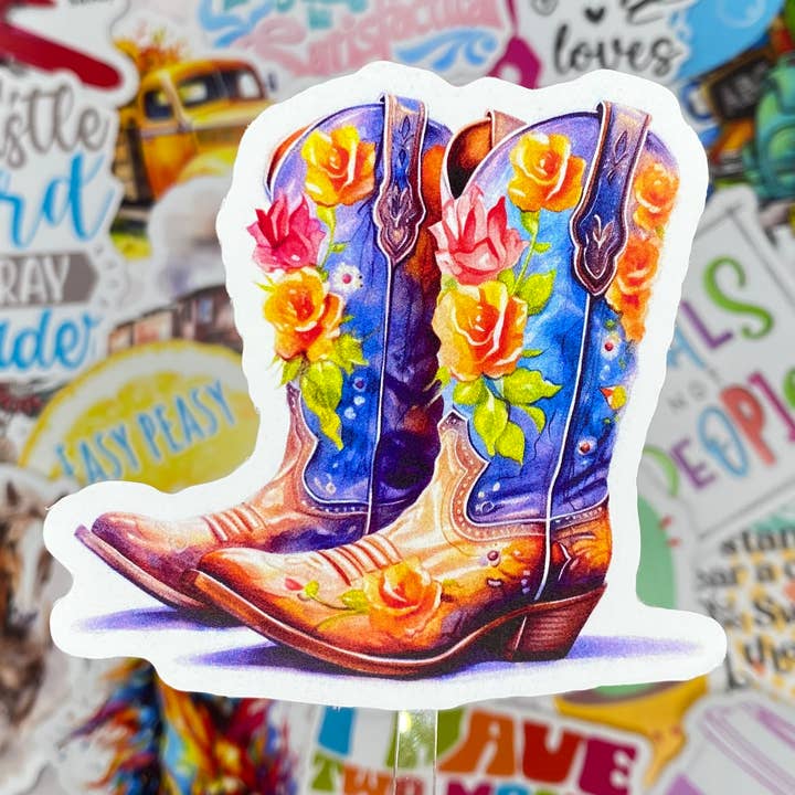 Die Cut Decal - Rustic Cowgirl Boots for wholesale by KL Design Works
