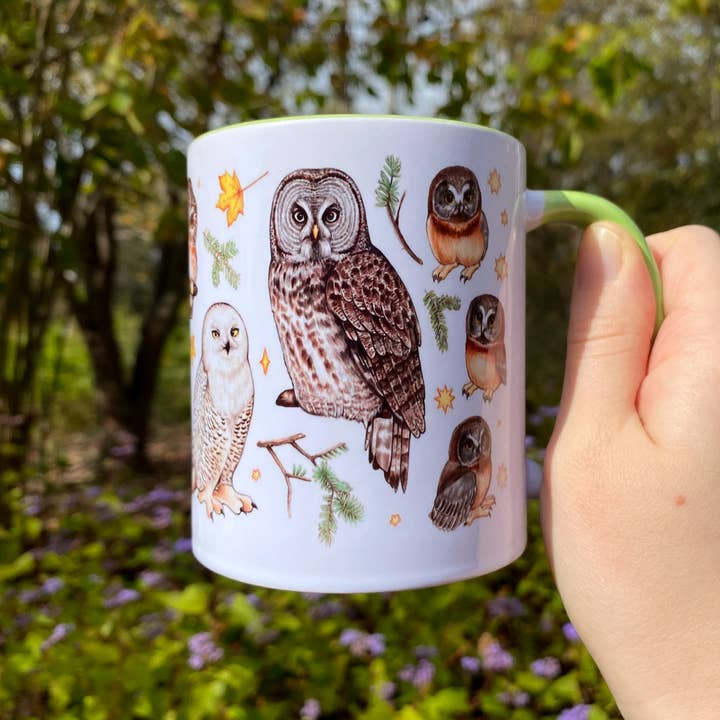 Allison Stoiser Art - Venta al por mayor Taza - Taza de cerámica de 11 oz con búhos del este de Estados Unidos2