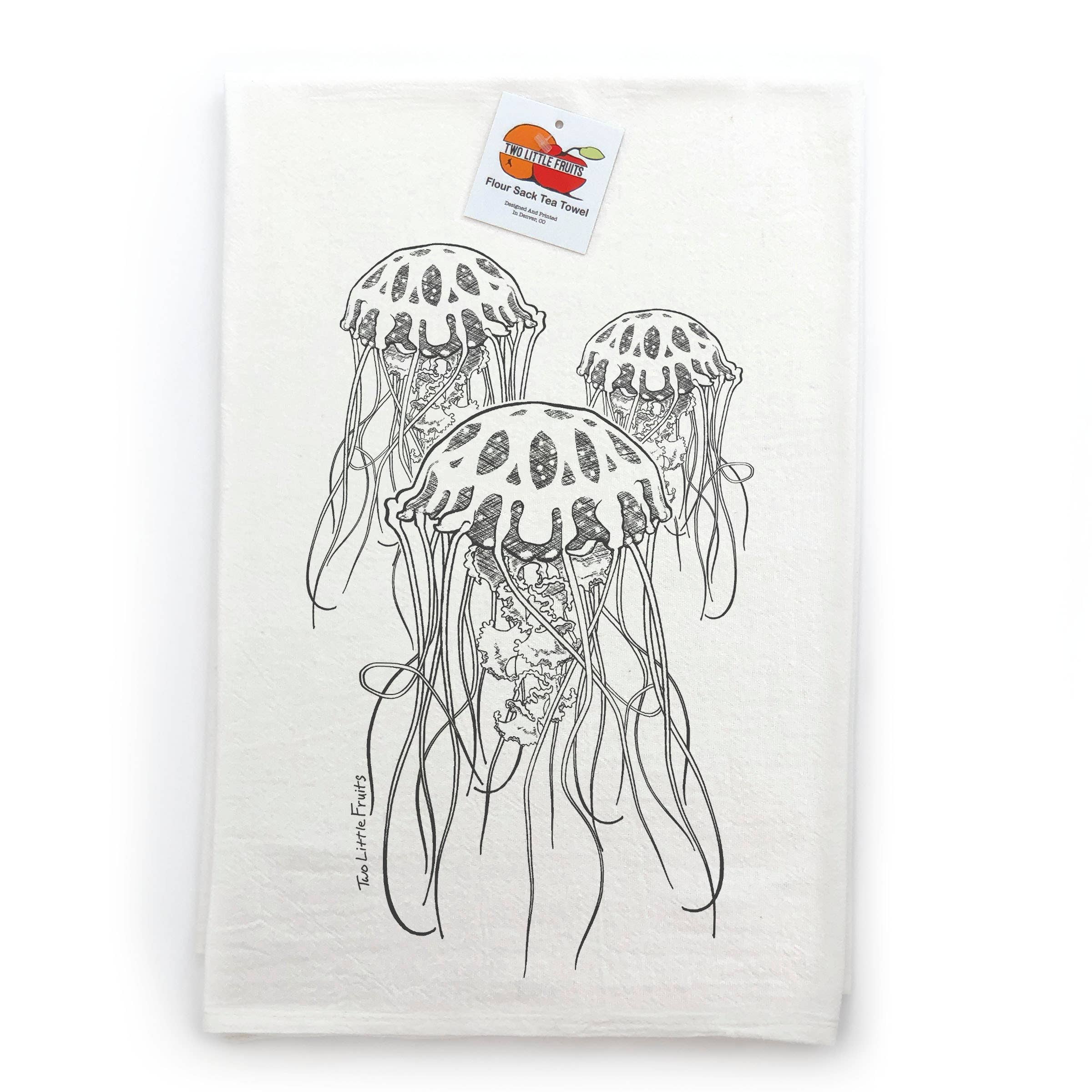 Two Little Fruits - Wholesale Tea Towel - Custom Jellyfish Tea Towels – Sea Life Kitchen Decor4