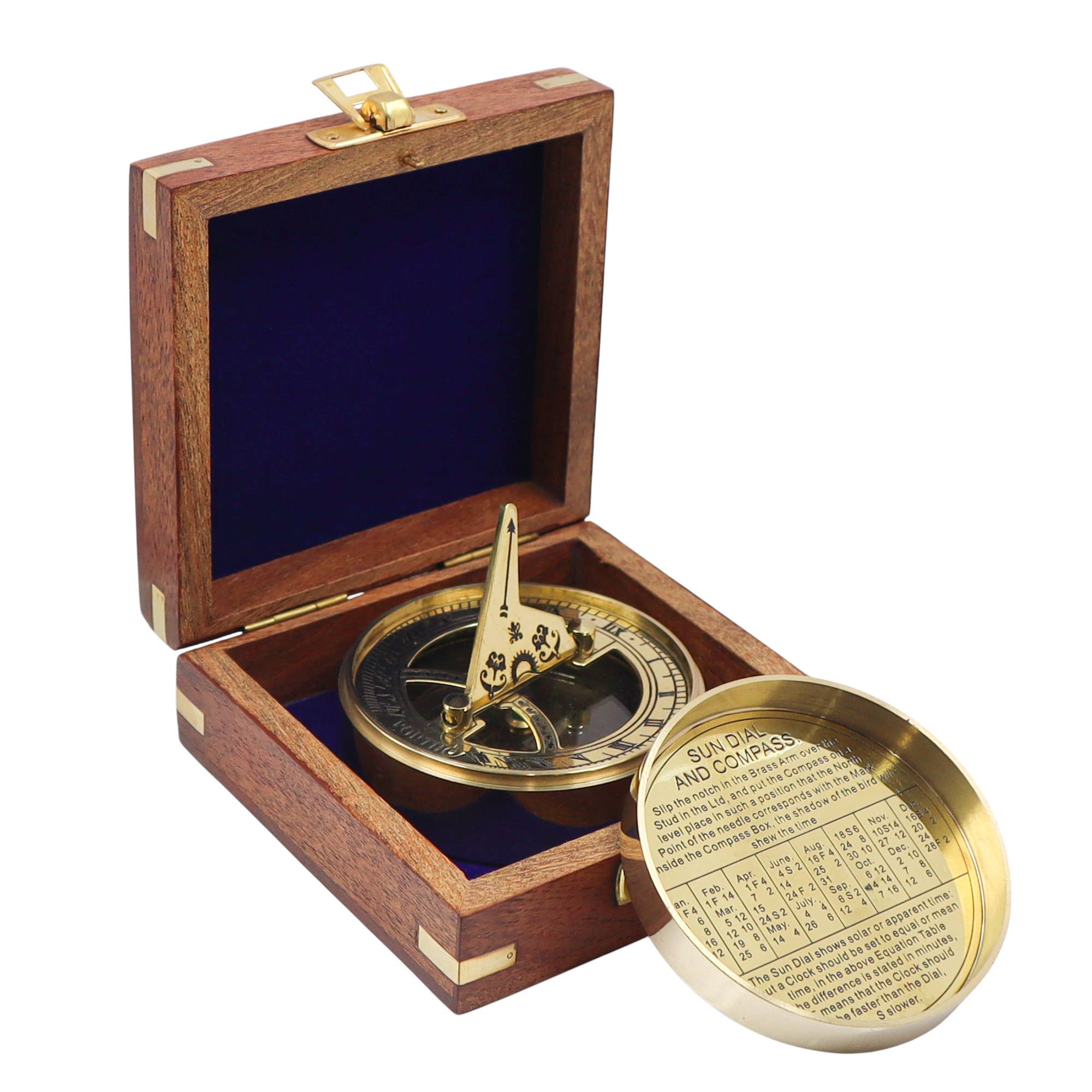 Dollond & Co. – wholesale Navigational compass – Personalised Signature Sundial Compass with Wood Box3