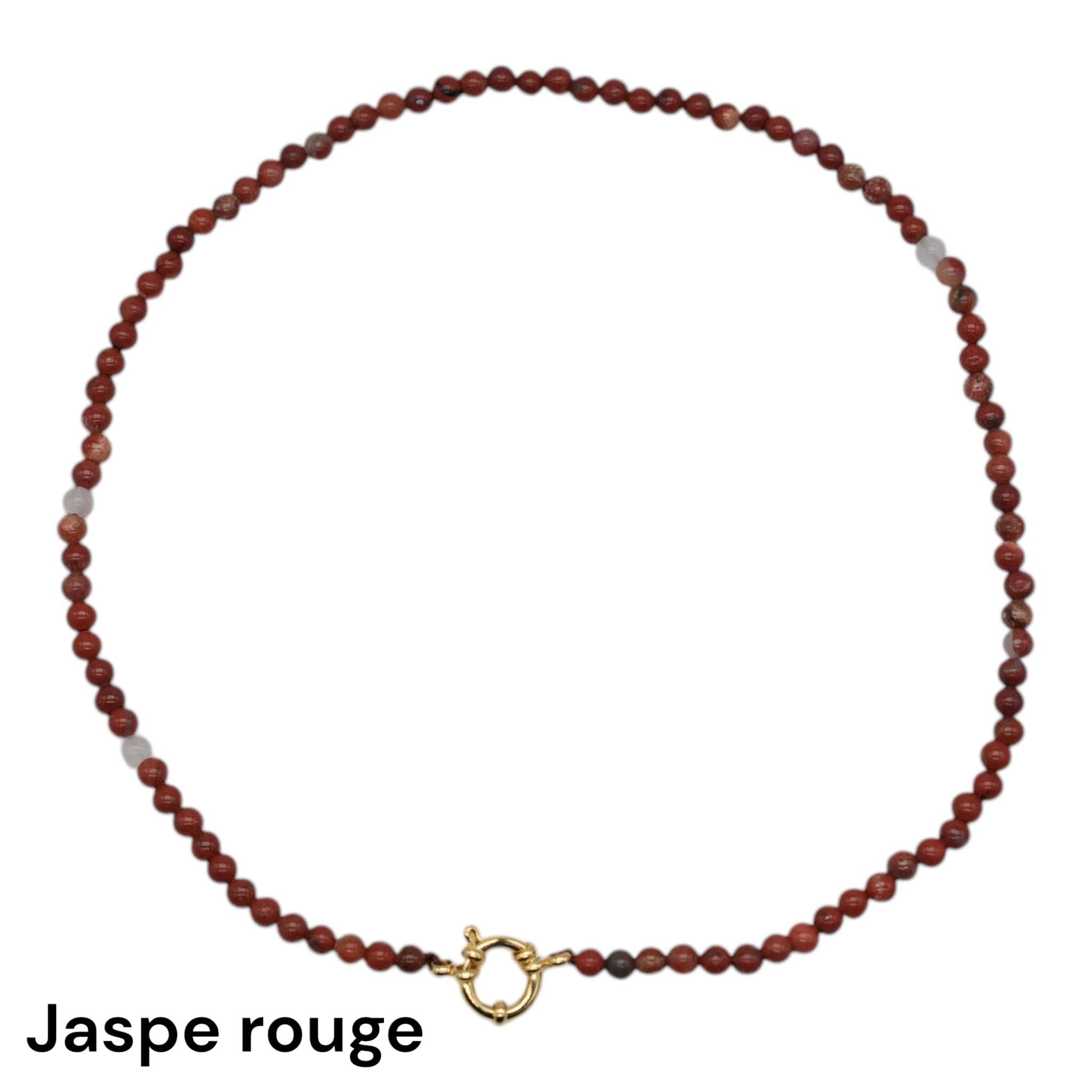 Foliesbijoux - Wholesale Beaded/Pearl Necklace - 43 cm 4 mm necklace with gold-plated stainless steel buoy clasp (20 stones available)4