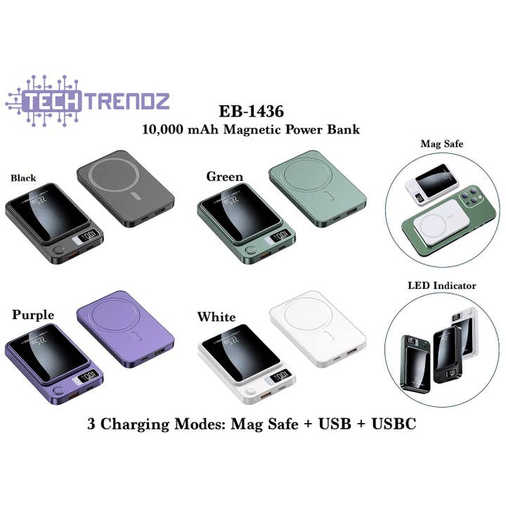Tech Trendz - Wholesale Portable Charger - 10,000 mAh Wireless Charging Power Bank