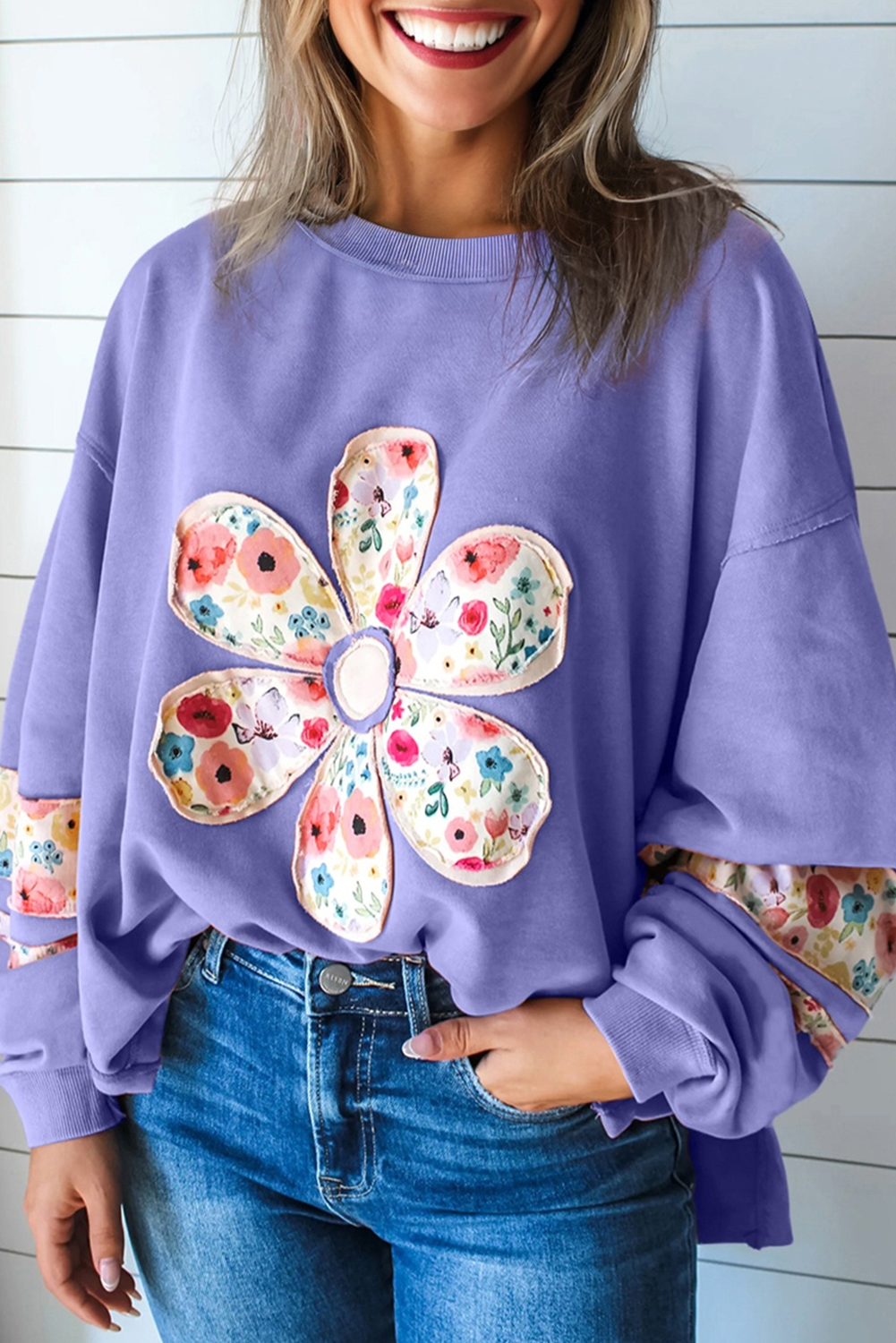 FASHION BLVD - Wholesale Sweatshirt - Women's - FB Floral Patchwork Long Sleeve Sweatshirt5