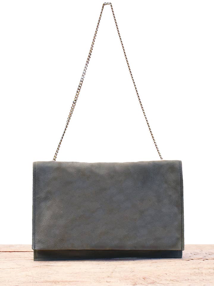 Sacola 100% camurça em pele de bezerro - Evona Grey por atacado de Marli