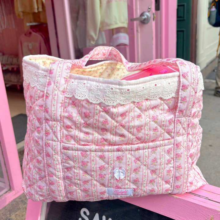 Colorful Natalie - Wholesale Tote Bag - Women's - Pink Floral Patchwork Tote2