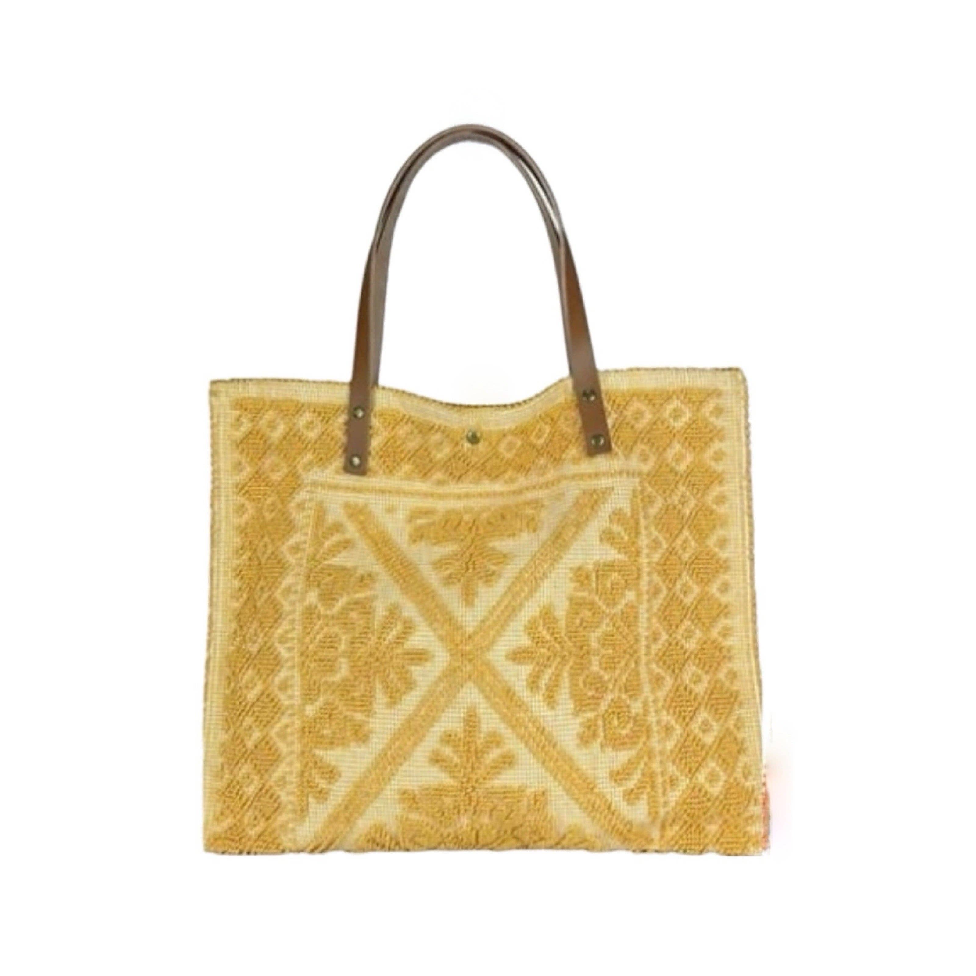 Louisa lee - Wholesale Shoulder Bag - Women's - LARGE TAPESTRY TOTE BAG TRIMMED WITH LEATHER9