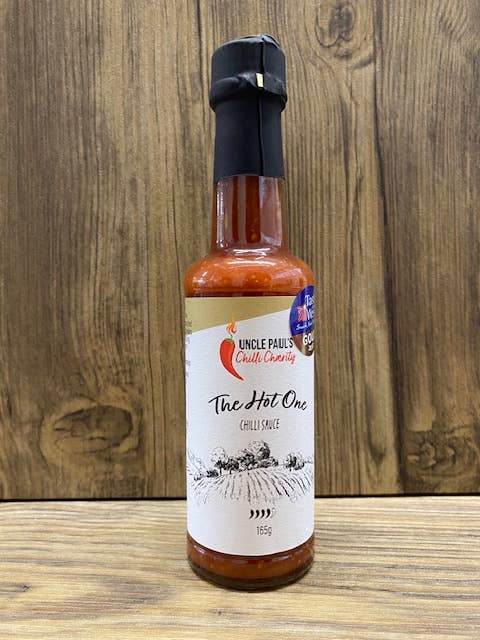 The Hot One Chilli Sauce (Vegan, Vegetarian, Gluten Free) for wholesale by Uncle Paul's Chilli Charity Farm