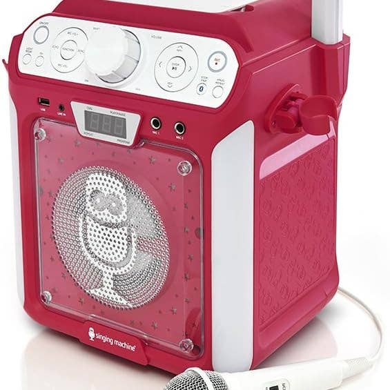 My Wholesale Warehouse - Wholesale Speakers - Singing Machine SML682BTP Bluetooth and CD Karaoke Machine with LED Lights and Microphone