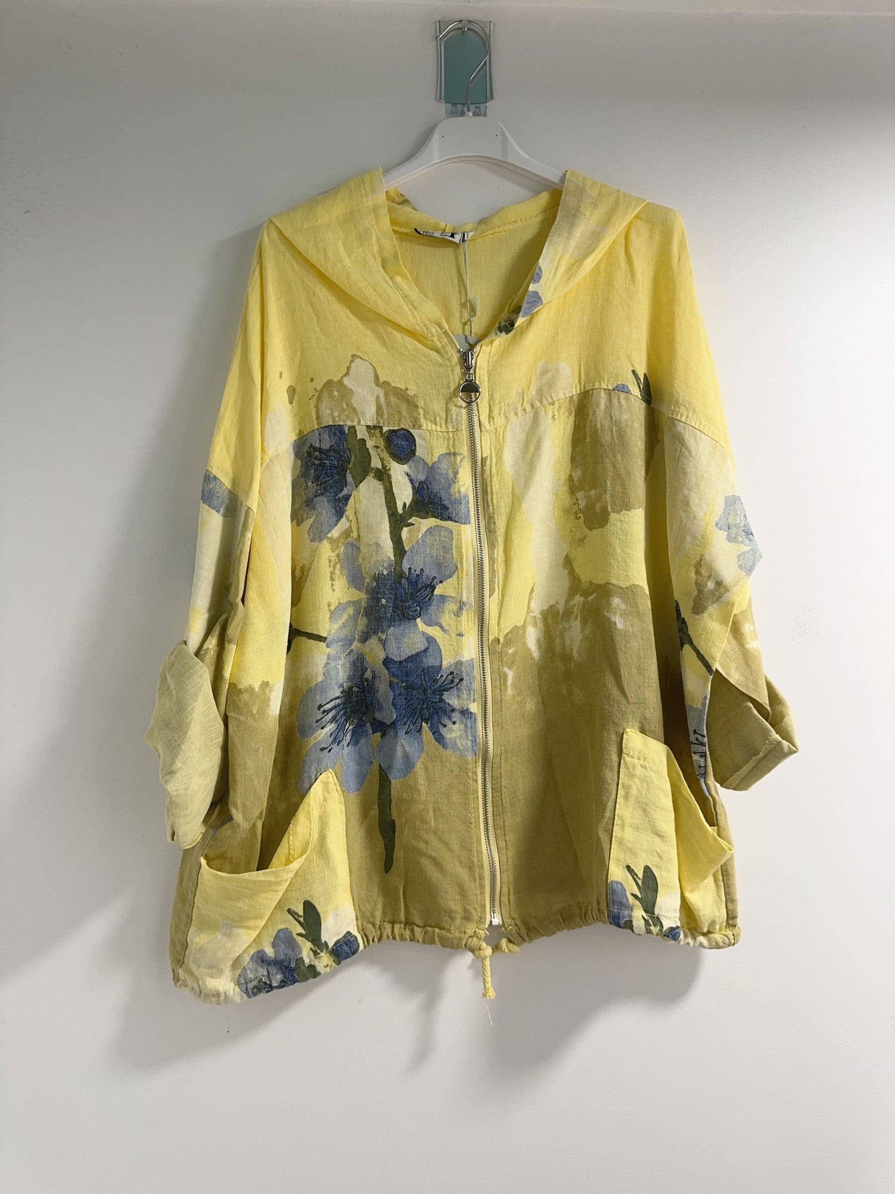 Happy look – wholesale Jacket – Women's – Zip-up jacket with hood in printed linen3