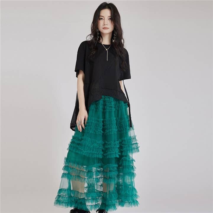 OceanusSwim – wholesale Skirt – Women’s – High Waist Pleated Mesh Paneled Skirt